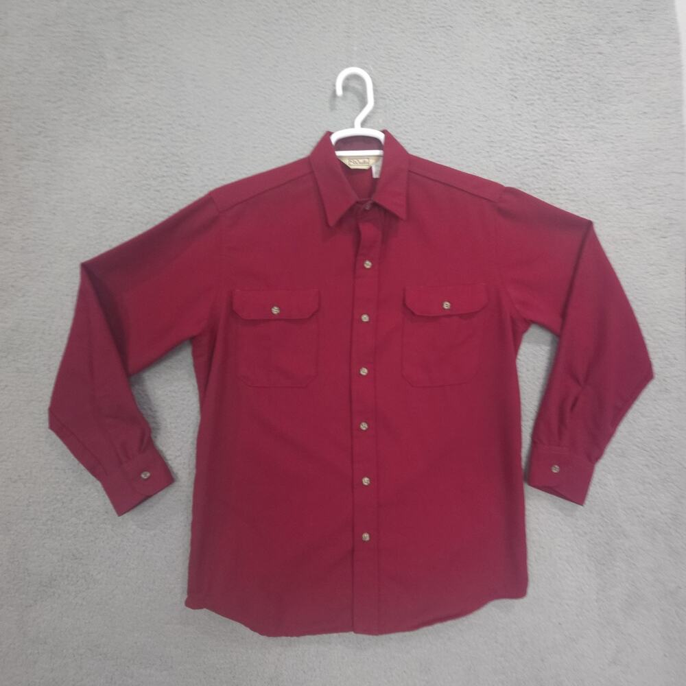 Vintage Walls Mens Burgundy Work Shirt USA Made Long Sleeve 2 Pocket Medium